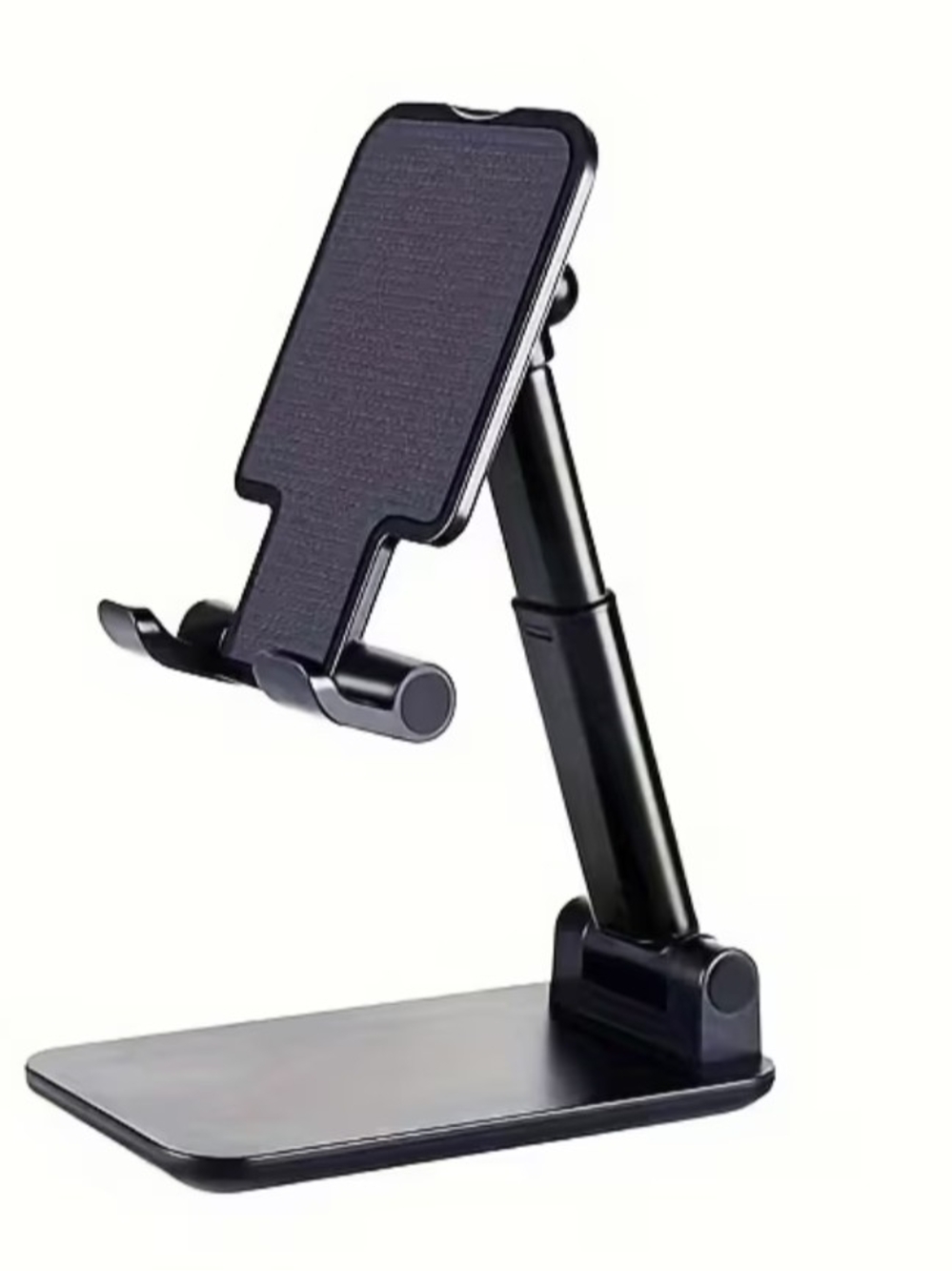 Adjustable Black Tablet & Phone Stand - Universal Foldable Desk Mount